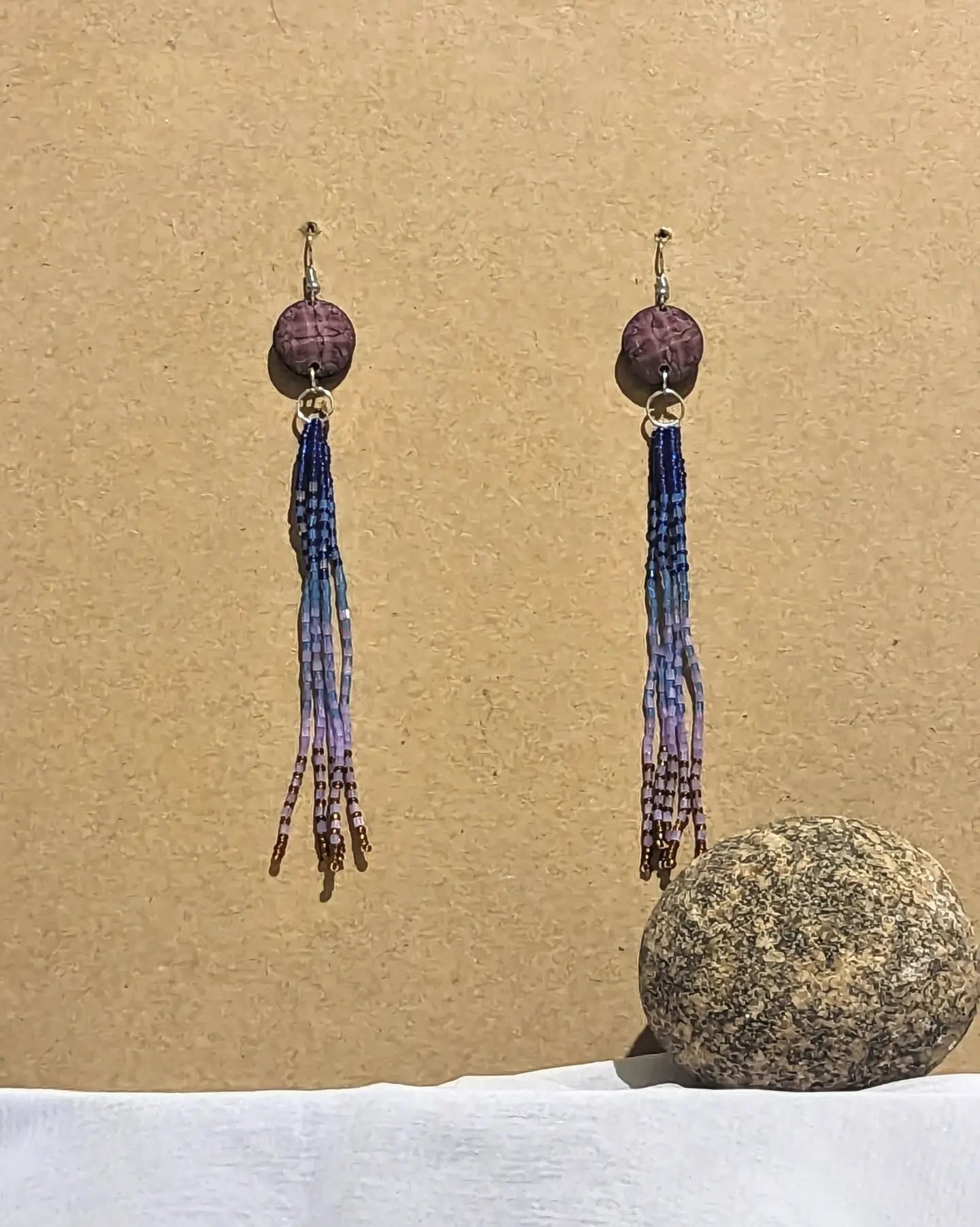 Lilac Dazzle Beaded Fringe Earrings