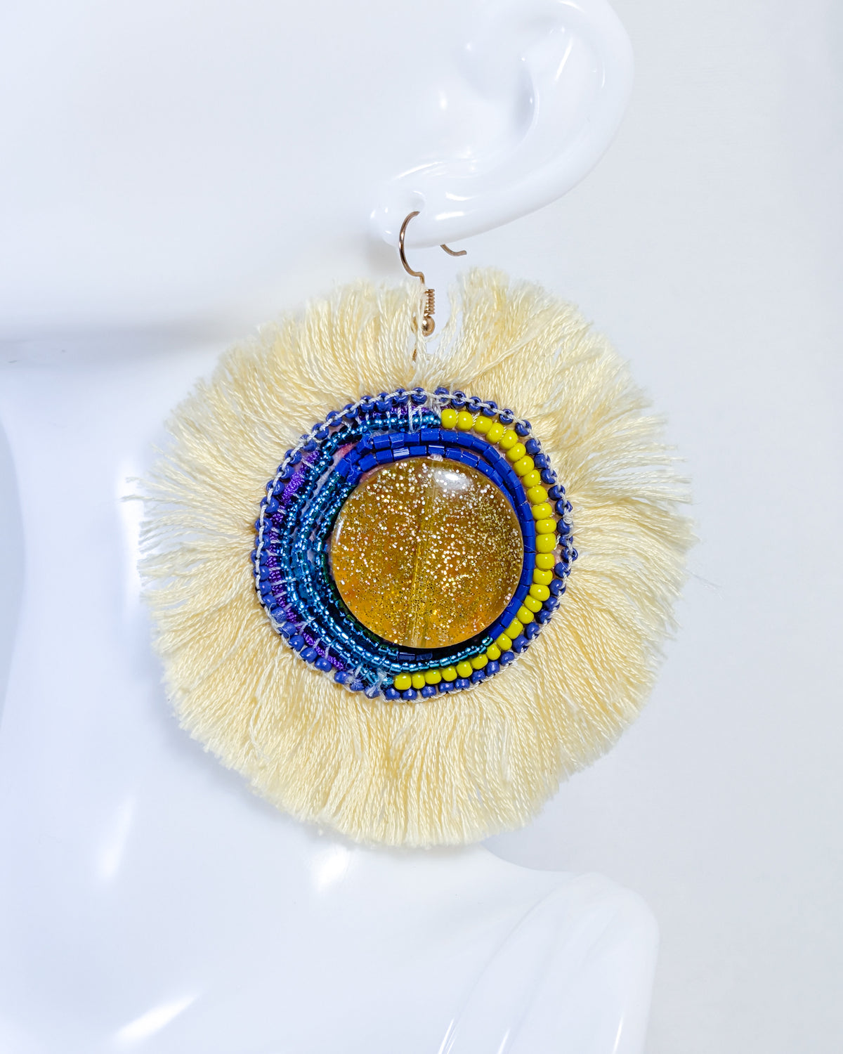 Daisy Beaded Tassel Earrings