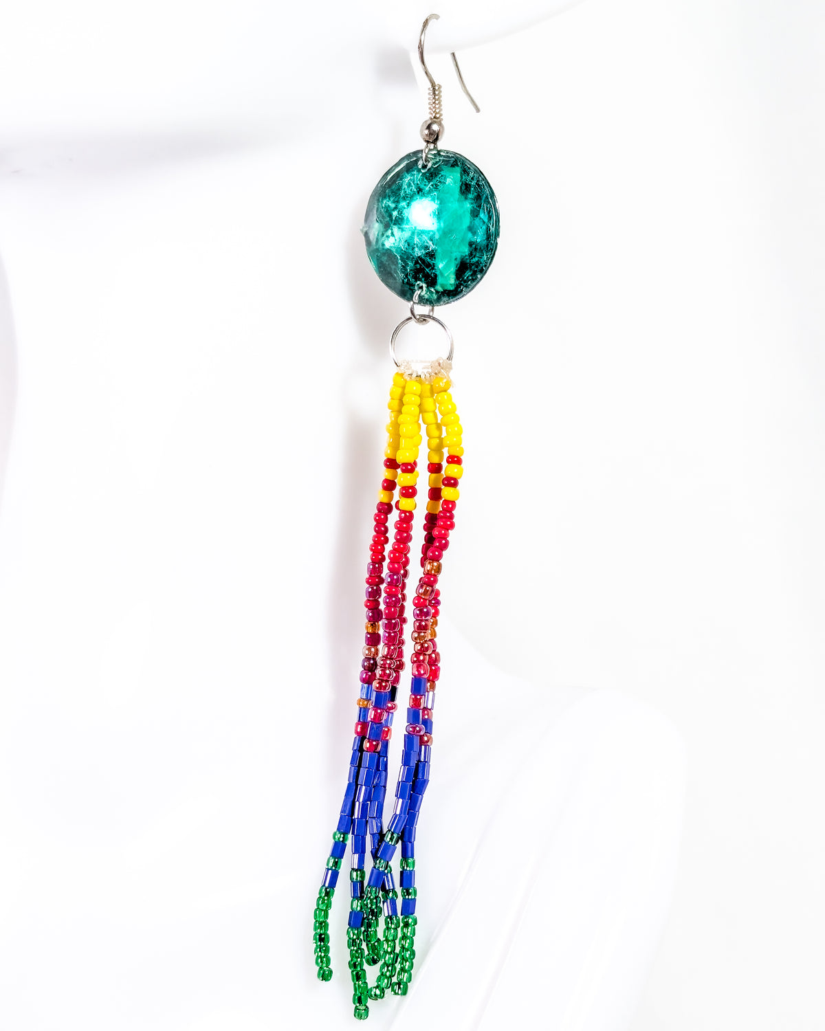 Macaw Beaded Fringe Earrings