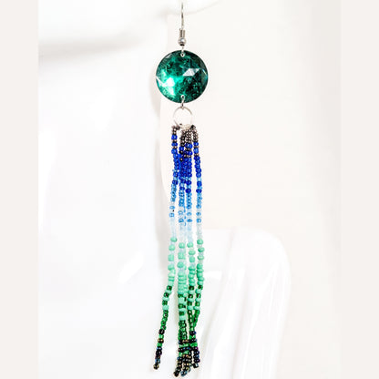 Oceanic Beaded Fringe Earrings