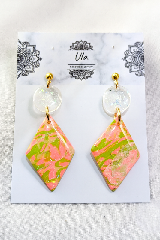 Nora Dangle Earrings Neon Pink