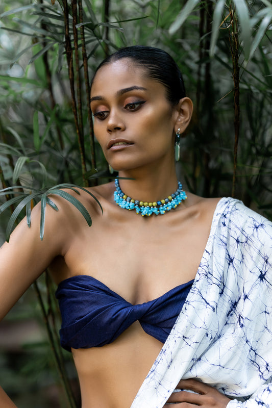 Cyan Celeste Fringe Necklace