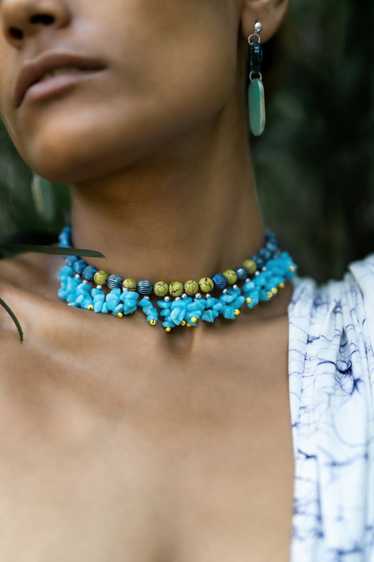 Cyan Celeste Fringe Necklace