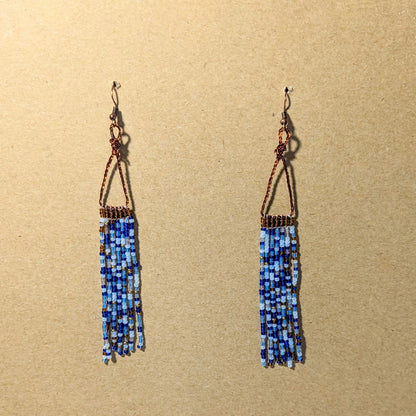 Azure Breeze Beaded Fringe Earrings