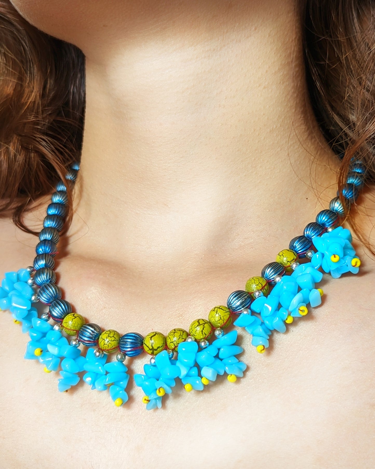 Cyan Celeste Fringe Necklace