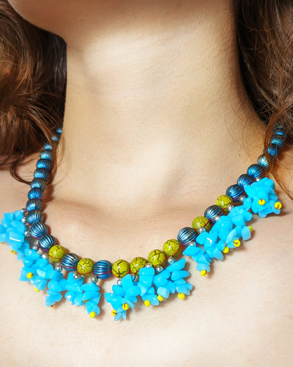 Cyan Celeste Fringe Necklace