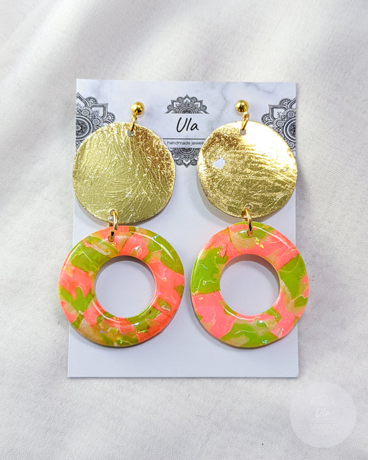 Ines Dangle Earrings Neon Pink