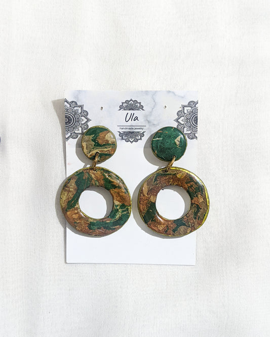 Thea Dangle Earrings Dark Green