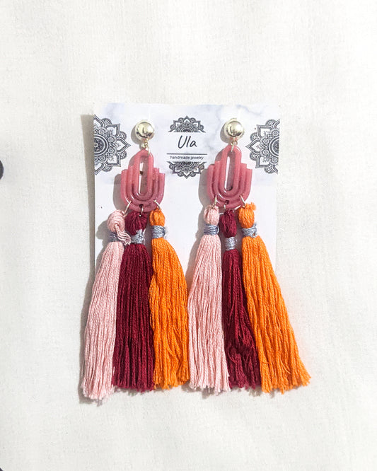 Blush and Ember Tassle Earrings