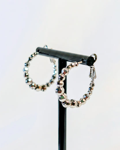 Platinum Beaded Hoops