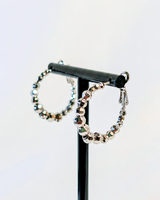 Platinum Beaded Hoops