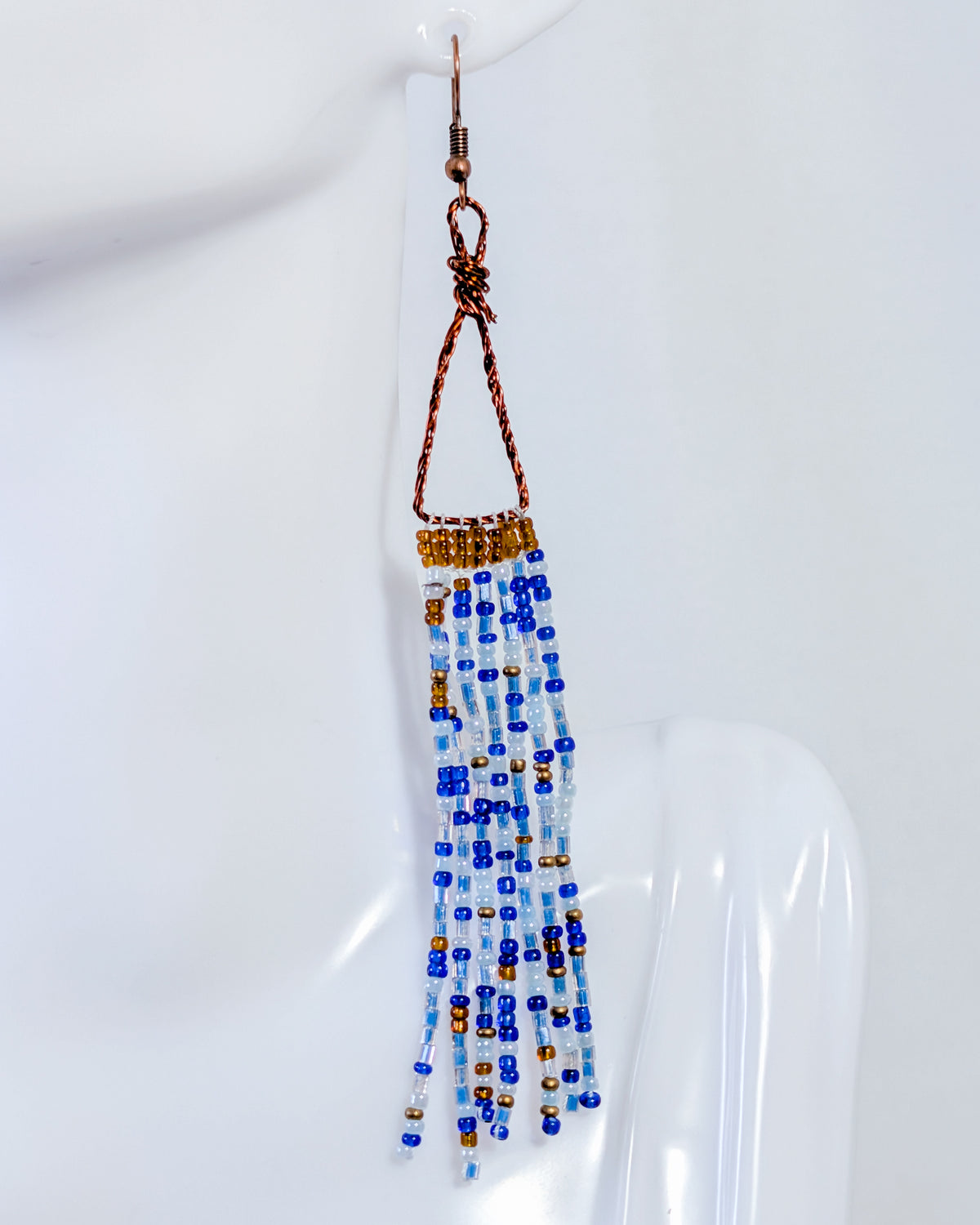 Azure Breeze Beaded Fringe Earrings