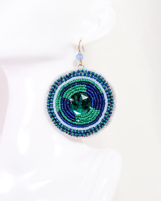 Green Glow Beaded Earrings
