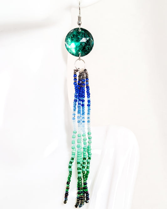 Oceanic Beaded Fringe Earrings