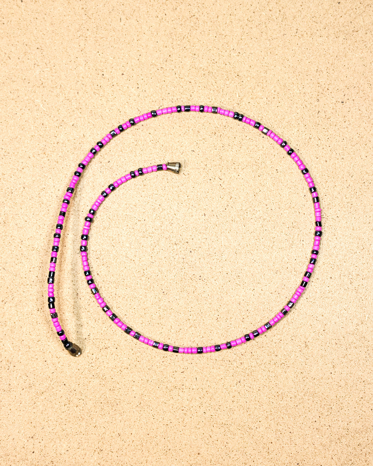 Bubblegum & Blackberry Seed Bead Necklace