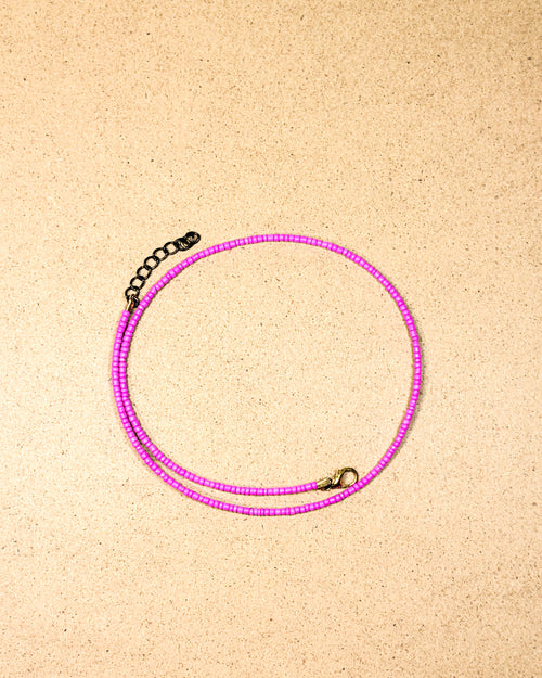 Fuchsia Mono Seed Bead Necklace