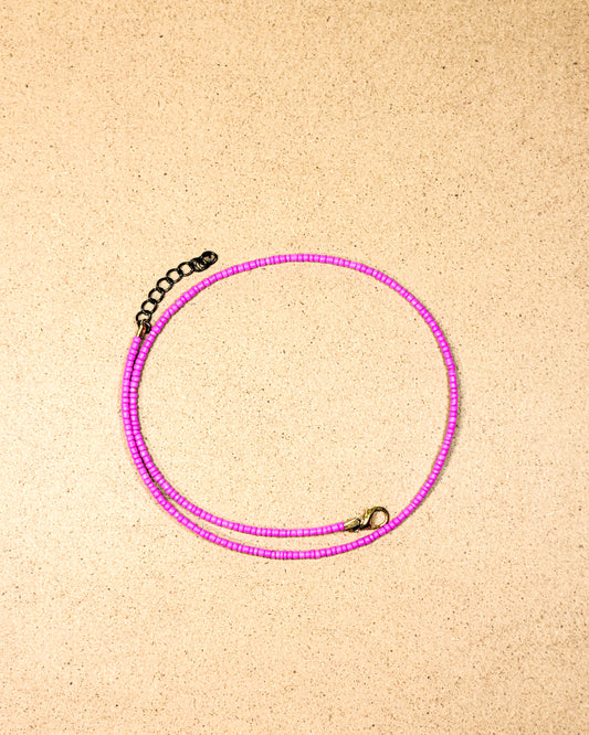 Fuchsia Mono Seed Bead Necklace